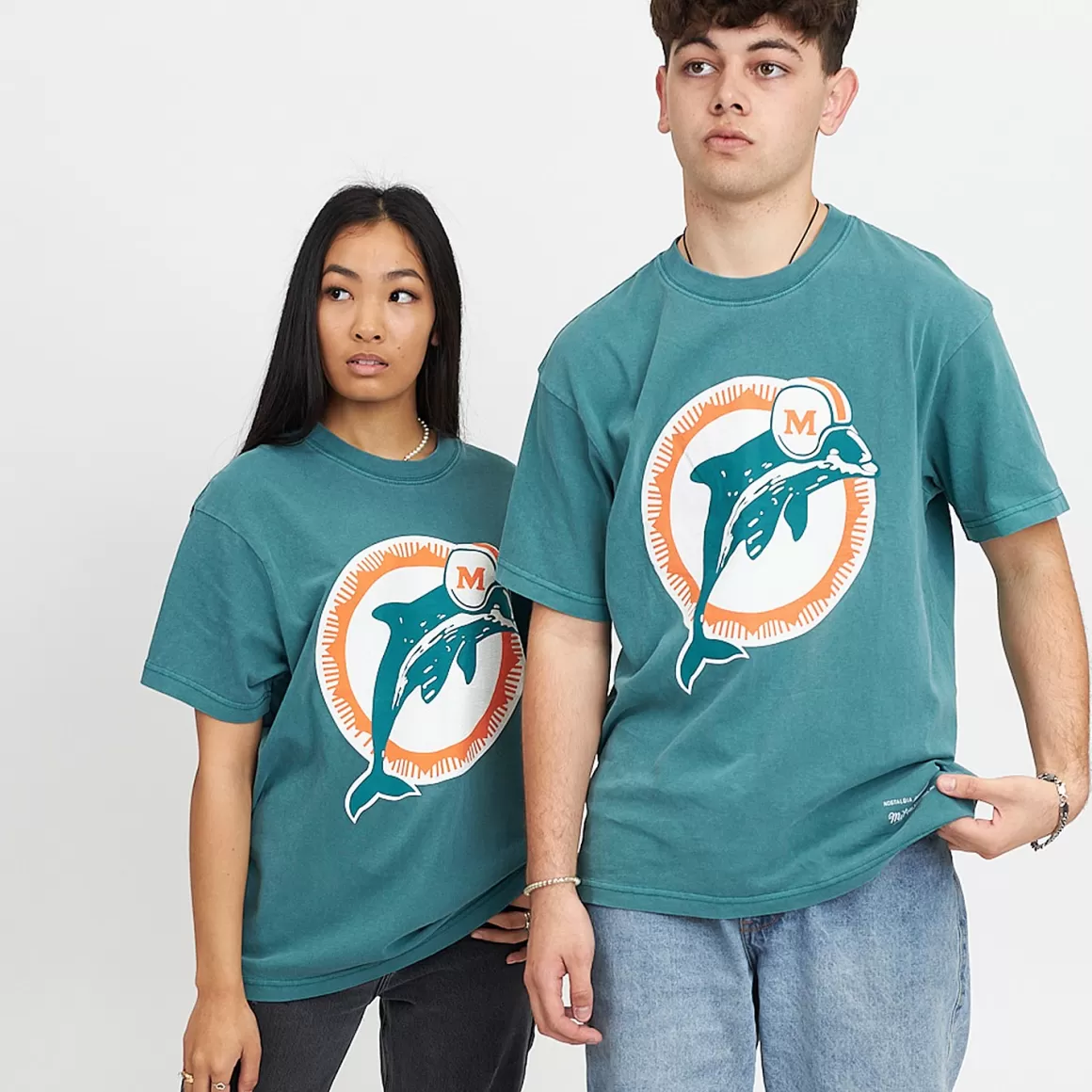 MITCHELL AND NESS Miami Dolphins Vintage Classic Big Logo Tee Unisex Outlet