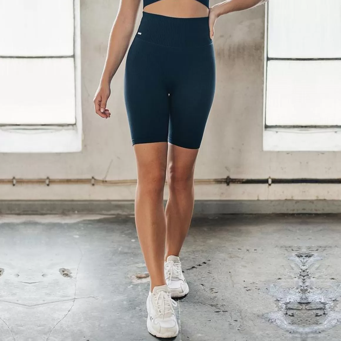 Aim Navy Ribbed Biker Shorts Outlet