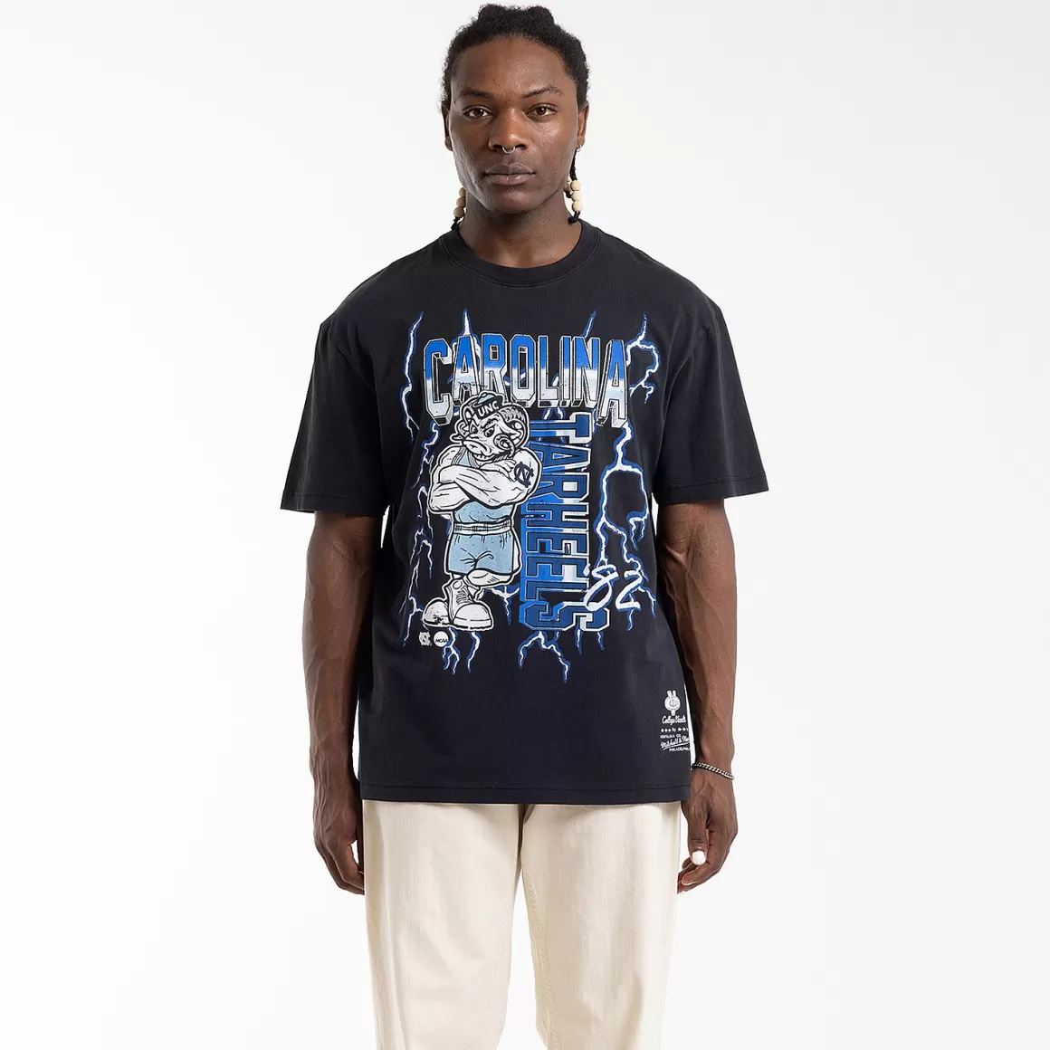 MITCHELL AND NESS North Carolina Tar Heels Lightning Vintage Tee Unisex Clearance